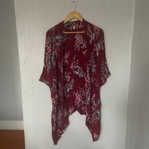 Patrons of Peace Comfy Pink Floral Boho Kimono Coverup size Small Made in India